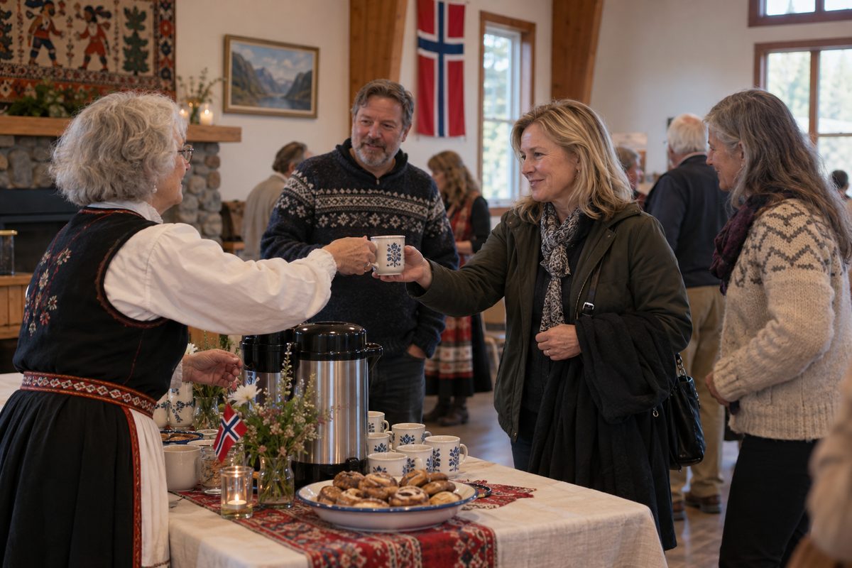 Adults welcoming one another at a Bothell Lodge gathering